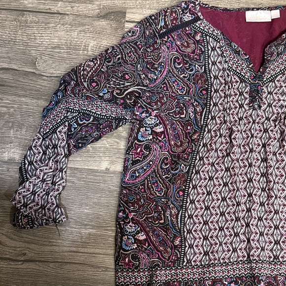 Belle by Kim Gravel Paisley Blouse in Burgundy and Black - Picture 6 of 6